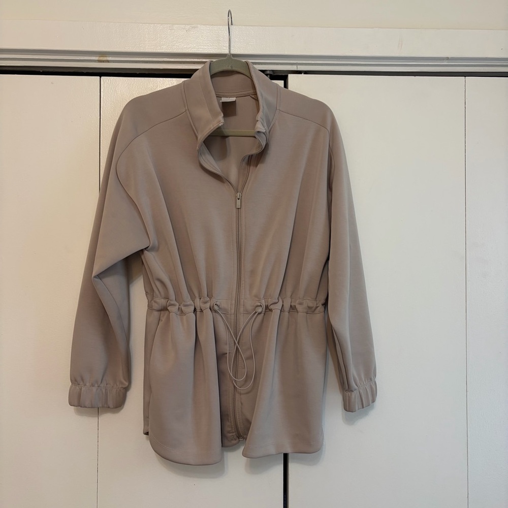 all in motion Beige Drawstring-Waist Zip Jacket - Women's